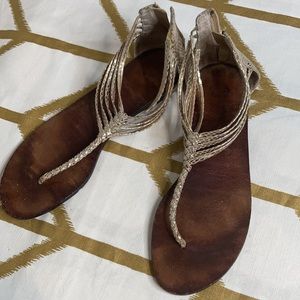 Gold Snakeskin Gladiator Sandal Sz 8